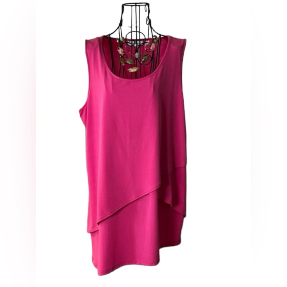 Susan Graver Liquid Knit sleeveless top-pink-Size Large